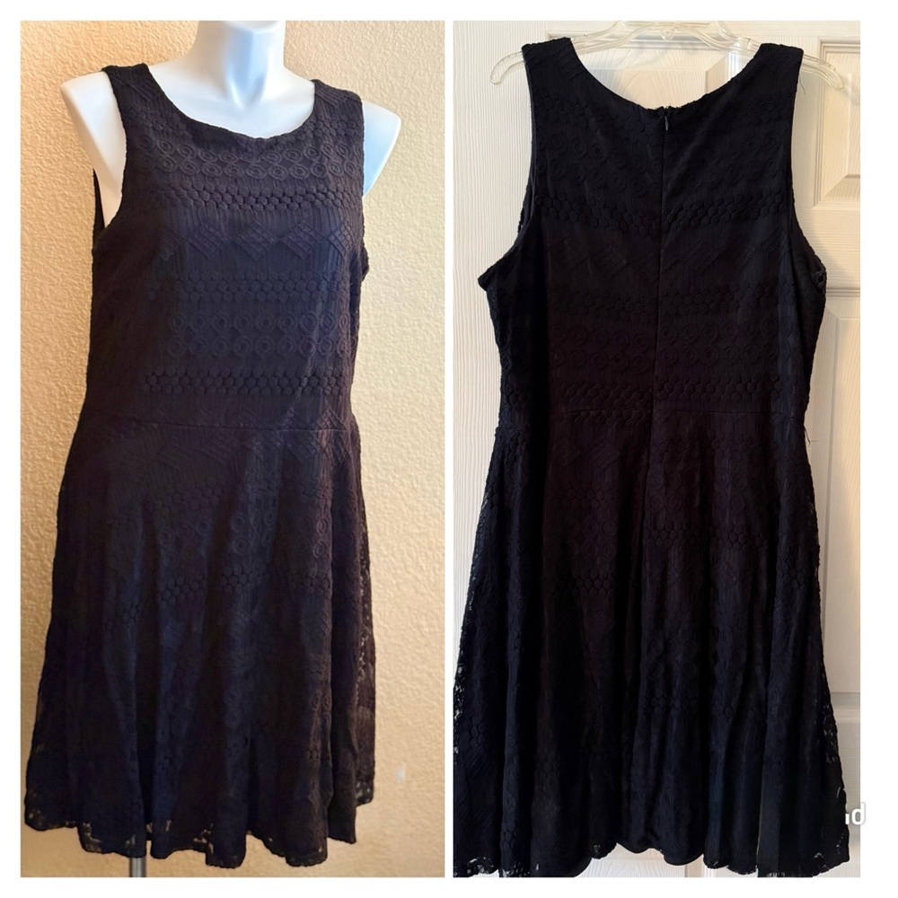 Ashley Stewart Black Lace Midi Dress